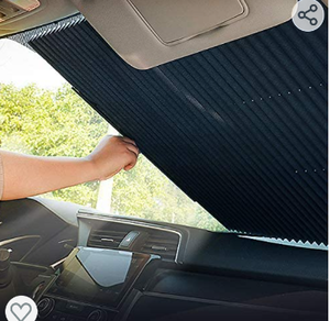 lot 67137 image: OYEFLY Retractable Windshield Sun Shade for Car,Accordion Style Retractable Sun Shade