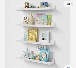 lot 67139 image: Forbena Handmade Floating Ledge 23 Set of 4, White Rustic Wood Easel