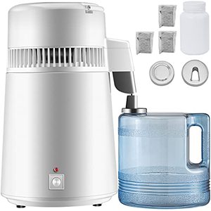 lot 67159 image: Mophorn Pure Water Distiller 750W, Purifier Filter Fully Upgraded with Handle 1.1 Gal 4L, BPA Free Container, Perfect for Home Use, White