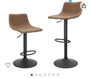 lot 67199 image: Finnhomy Bar Stools Set of 2 Counter Height, Swivel Barstools with Footrest and L Shape Back, Height Adjustable Modern Bar Chairs, Vintage Leather, Retro Brown