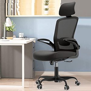lot 67201 image: Home Office Desk Chairs, Ergonomic Office Chairs with Flip-up Armrests, Computer Desk Chairs with Lumbar Support, Office Desk Chairs with Rocking Function, Black, scratch on backrest