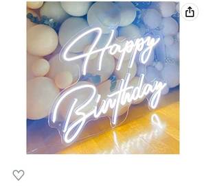 lot 67204 image: Large Happy Birthday LED Neon Sign, 28 inches Personalized Neon Light Sign for Birthday Party Wall Decoration Bar Rave Home Decor Christmas Light Gifts(White)