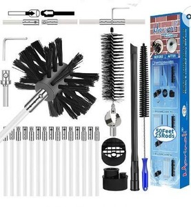 lot 67232 image: Morinoli 50 Feet Dryer Vent Cleaning Kit Chrome Button Locking System Dryer Vent Cleaning System Dryer Vent Cleaner Kit Vacuum