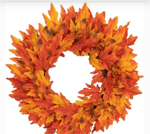lot 67238 image: Fall Maple Wreath Hanging Fall Leaves Thanksgiving Decor