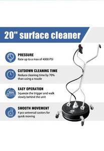 lot 67267 image: janz 20 Pressure Washer Surface Cleaner with 4 Wheels, plastic on top of sprayer is cracked