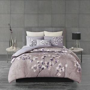 lot 67275 image: N Natori Sakura Blossom Cotton Sateen Printed Comforter Set, King Bedding