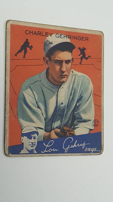 lot 2003 image: 1934 Goudey Charlie Gehringer Original Authentic Baseball Card Detroit Tigers HOF