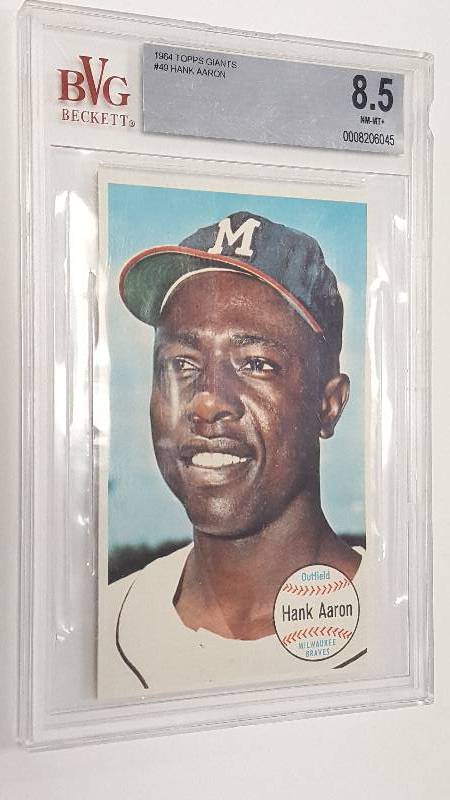 lot 2007 image: 1964 Topps Giants Hank Aaron #49 Graded by Beckett BVG 8.5 NM-MT Braves HOF