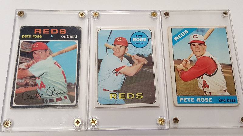 lot 2010 image: Vintage Pete Rose Topps Baseball Card Lot 1966 1969 & 1971 Cincinnati Reds