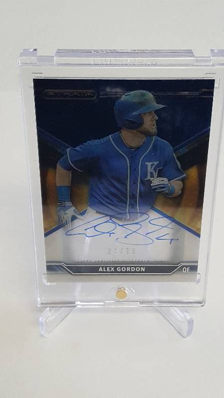 lot 2020 image: 2015 Topps Strata Alex Gordon Autographed Card #d to 99 Kansas City Royals