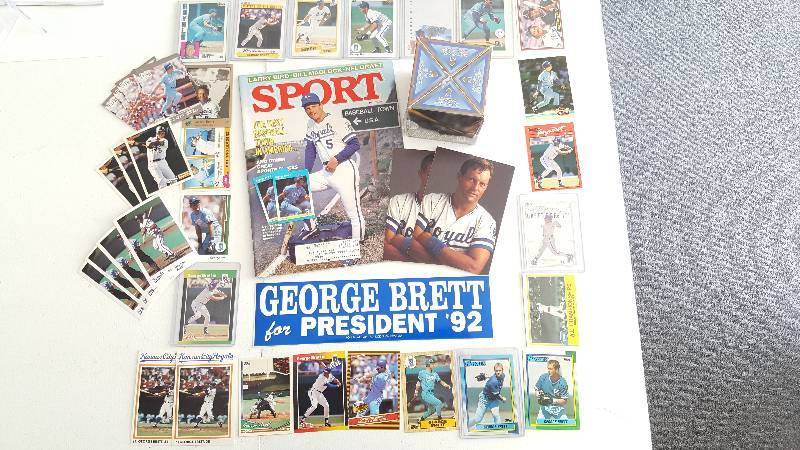 lot 2026 image: George Brett Collection with Baseball Cards, Bumper Sticker, Photoball & More