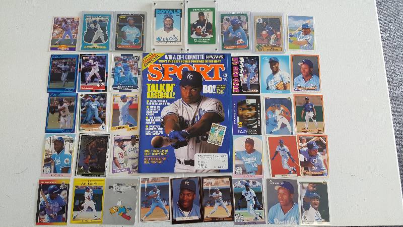 lot 2027 image: Bo Jackson Baseball Card Lot Over 30 Different with Rookies & Promos Kansas City Royals