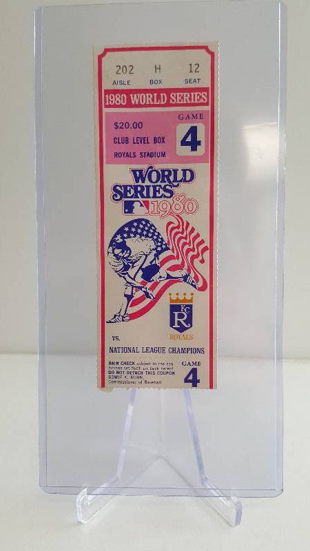 lot 2029 image: 1980 World Series Original Kansas City Royals Ticket Stub Game 4 Club Box
