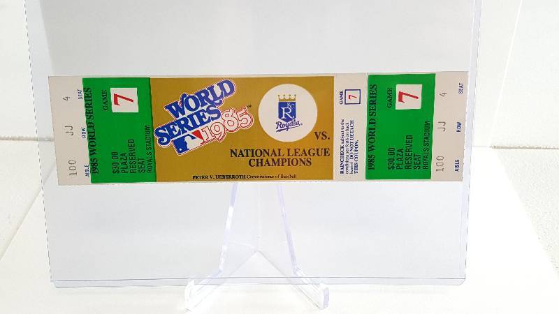 lot 2030 image: 1985 World Series Original Kansas City Royals Unused Ticket Game 7 Plaza Reserved
