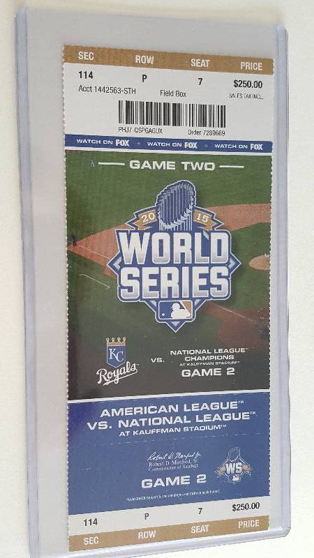 lot 2033 image: 2015 World Series Original Kansas City Royals Unused Ticket Game 2
