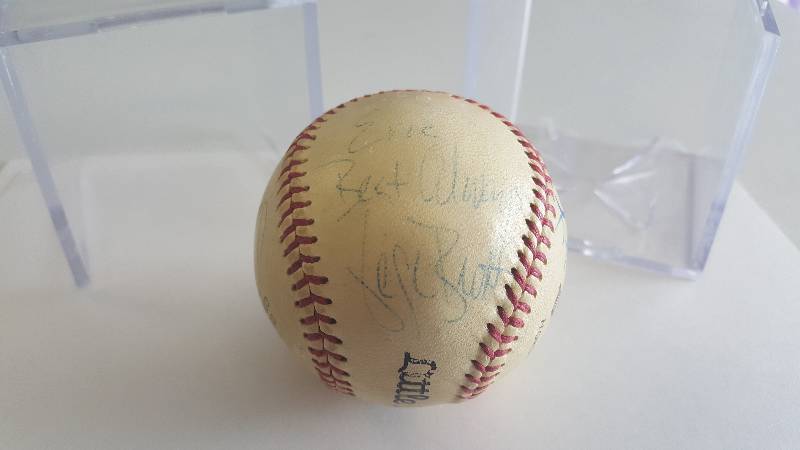 lot 2037 image: George Brett Bret Saberhagen Willie Wilson Autographed Vintage Little League Baseball