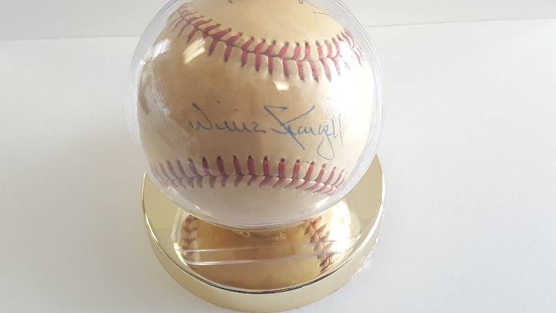 lot 2042 image: Willie Stargell Autographed Baseball Pittsburgh Pirates HOF w Clint Hurdle