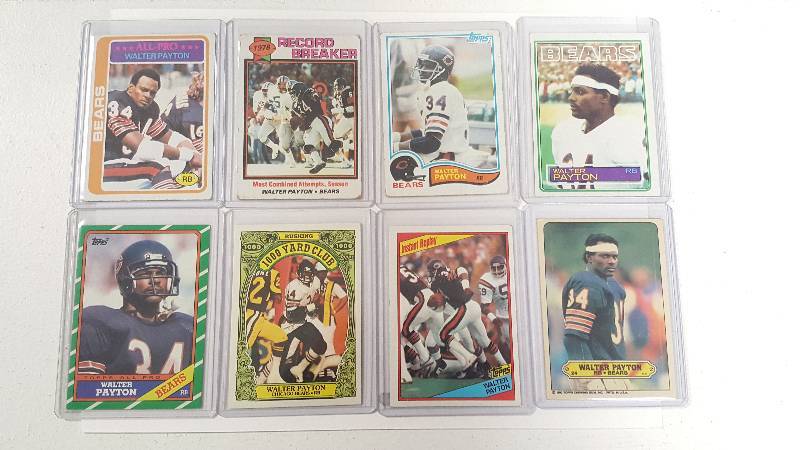 lot 2059 image: 8 Walter Payton Topps Football Cards 1978-1986 Chicago Bears HOF Lot