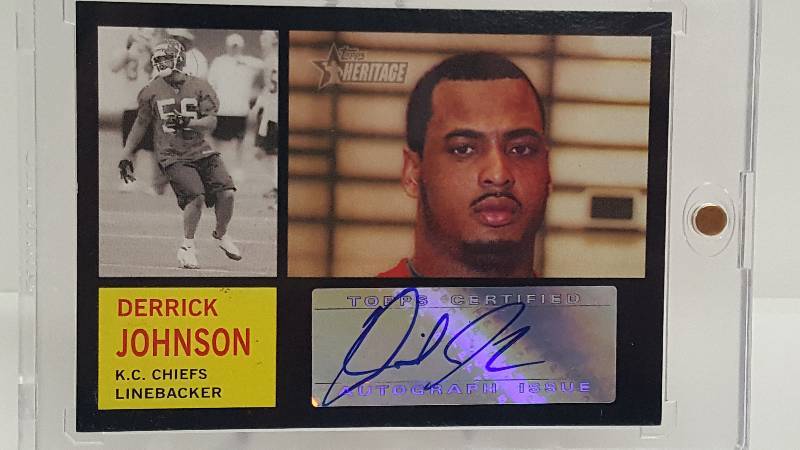 lot 2065 image: 2005 Topps Heritage Derrick Johnson Autographed Rookie Card Kansas City Chiefs