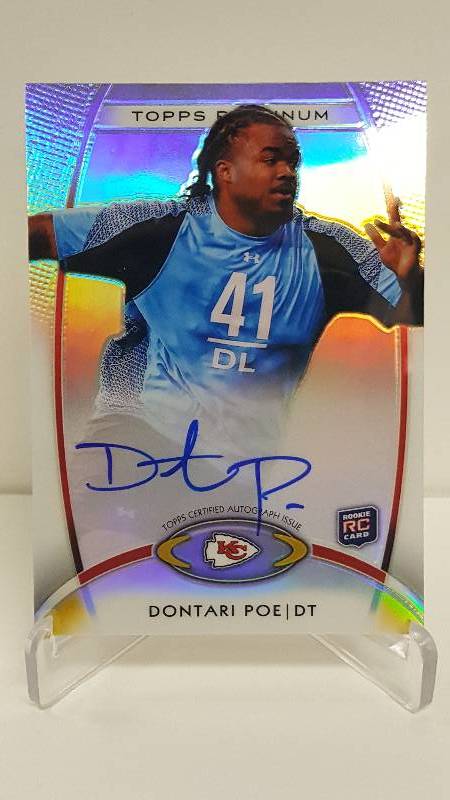 lot 2068 image: 2012 Topps Platinum Dontari Poe Autographed Rookie Refractor Card Kansas City Chiefs