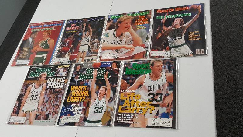 lot 2089 image: 8 Larry Bird Sports Illustrated Magazines Cover Issues Lot Boston Celtics