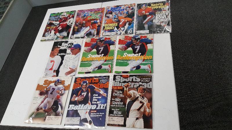lot 2088 image: 10 John Elway Sports Illustrated Magazines Cover First Issue 1982-99 Lot Broncos Stanford