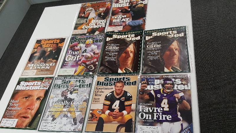 lot 2085 image: 10 Brett Favre Sports Illustrated Cover Issues Lot 1996-10 Green Bay Packers
