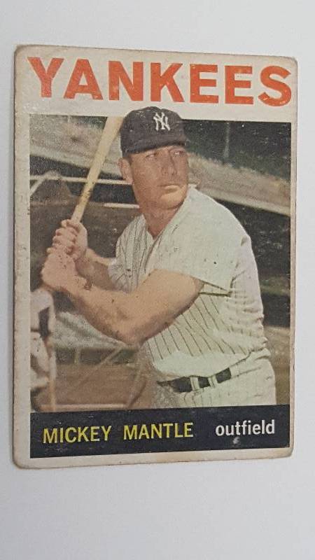 lot 2003A image: 1964 Topps Mickey Mantle #50 Original New York Yankees Baseball Card HOF