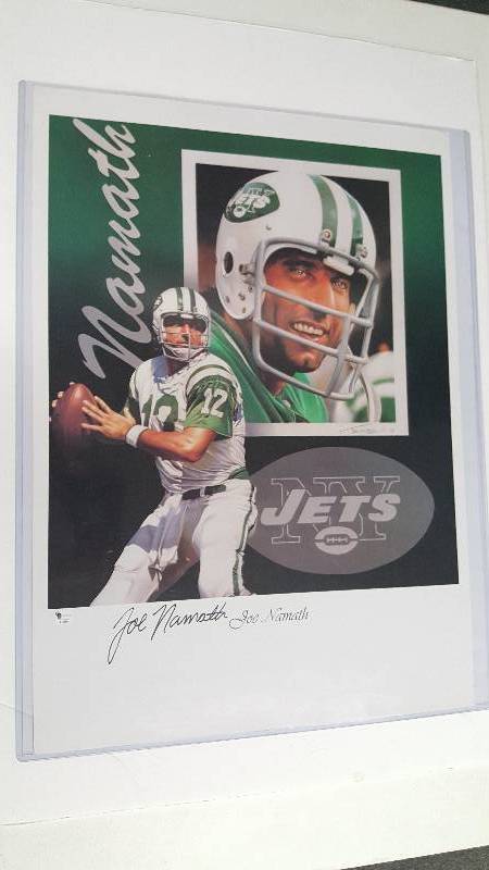lot 2057C image: Joe Namath Autographed 24 x 17 Lithograph Print w GAI COA