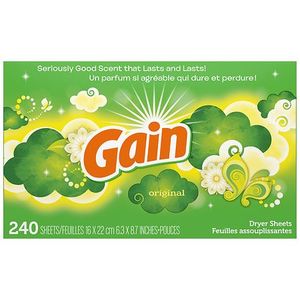 lot 2 image: Gain Dryer Sheets Laundry Fabric Softener, Original Scent, 240 Count (B00WE2GD4O)