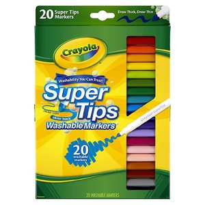 lot 5 image: Crayola Super Tip Washable Marker Set School Supplies 20-Colors Child Ages 3