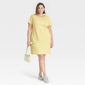 lot 9 image: Womens Plus Size Short Sleeve T-Shirt Dress - Ava & Viv Lime 1X, Green