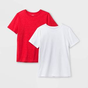 lot 12 image: Boys 2pk Adaptive Short Sleeve T-Shirt - Cat & Jack WhiteRed XS