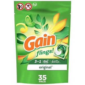 lot 23 image: Gain Flings Liquid Laundry Detergent Pacs, Original, 35 count (B00H5LFJJ4)