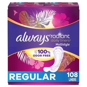 lot 37 image: Always Radiant Daily Multistyle Panty Liners - Regular - 108ct