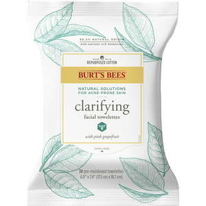 lot 42 image: Burts Bees Facial Cleansing Acne Towelettes Grapefruit 30 Count