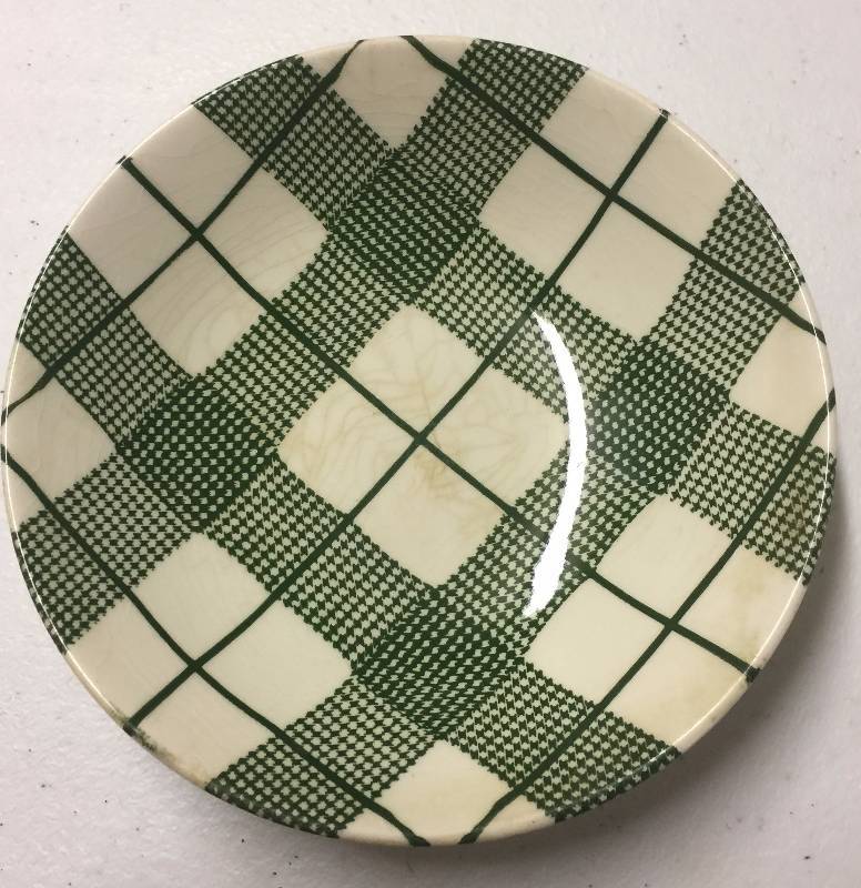 Extremely Rare Vtg Plaid Hand-etched Green Pattern Stoneware  8.5”x11.5”Platter