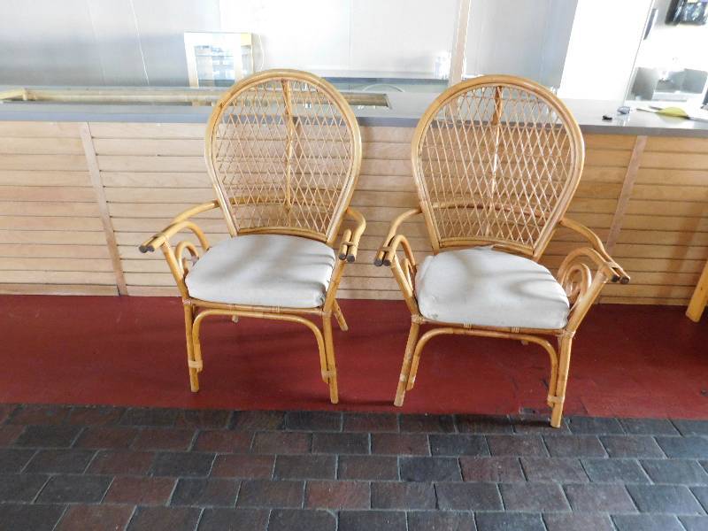 lot 1191 image: Lot of 2 Wicker Chairs wCushions
