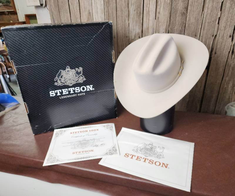 Stetson El Presidente 100X Beaver Worlds Finest Felt Hat Size 7 3 8 Oval R 26205 with Certificate of Authenticity and Box Becker s Bunkhouse Inventory Liquidation Auction Western Clothing Hats Horse