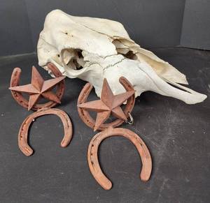 lot 215 image: Skull and Horseshoe Bookends