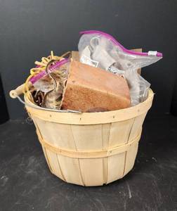 lot 227 image: Basket of Leather Crafting Pieces