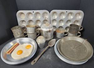 lot 120 image: Metal Cowboy Dishes and Cookware