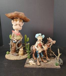 lot 150 image: (2) Cowboy Statues 8 and 13.5