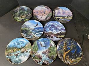 lot 155 image: (8) Danbury Mint Plates Spirits of the Wild - Eagles with Hidden Figures