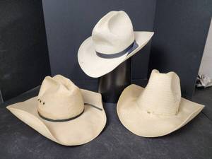 lot 350 image: (3) Straw Cowboy Hats