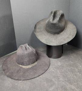lot 351 image: (2) Black Cowboy Hats (wearable - just need cleaned and reshaped)