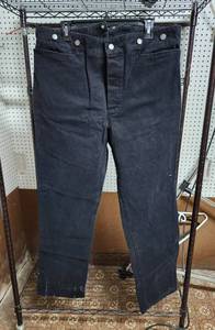 lot 373 image: Vintage WAH Maker Black Jeans with Adjustable Button Back and Suspender Buttons Size 40