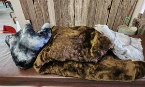 lot 378 image: (3) Large Pieces of Faux Fur Material