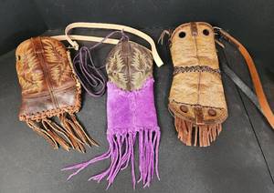 lot 242 image: (3) Leather Purses (made out of cowboy boots)