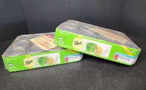 lot 243 image: (2) New Boxes of 4oz. Regular Mouth Canning Jars with Lids